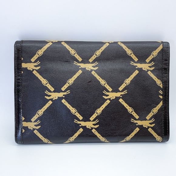 Longchamp Vintage Lambskin Clutch Shoulder Bag in Dark Brown - Picture 2 of 9